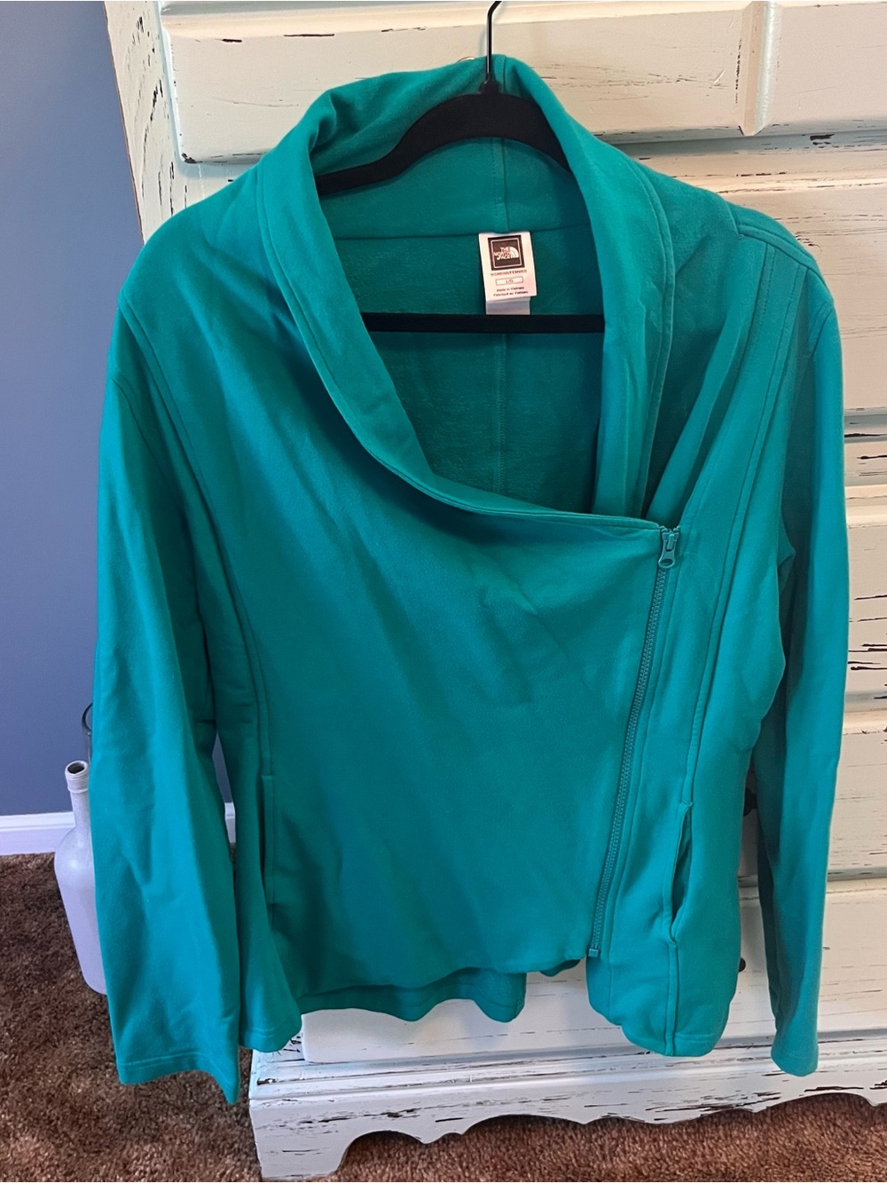 The North Face Teal Women's Cowl Neck Jacket with Hood. Size large.